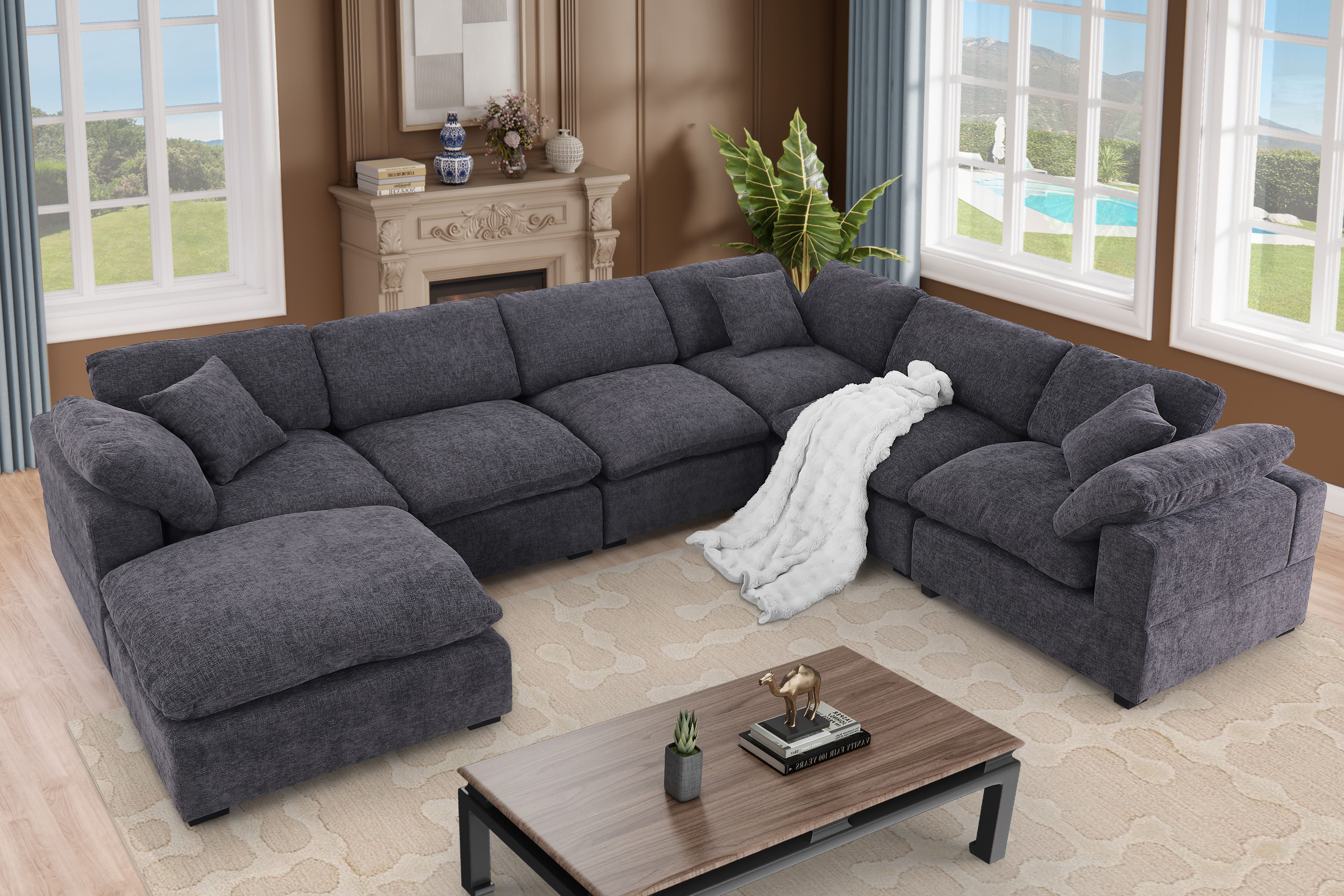 Latitude Run® Vivianna 7- Piece Comfy Reversible Corner Sectional